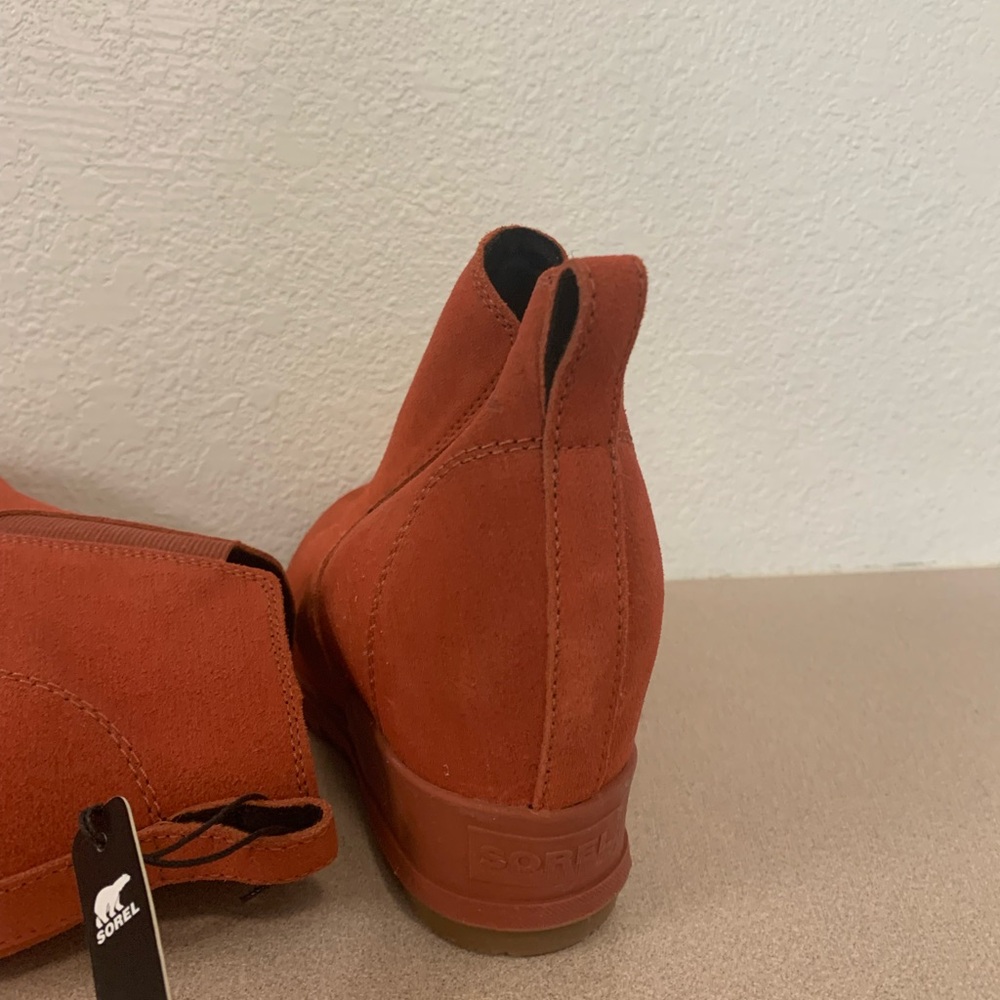 Sorel Orange Ankle Booties with Suede Texture - Picture 9 of 13